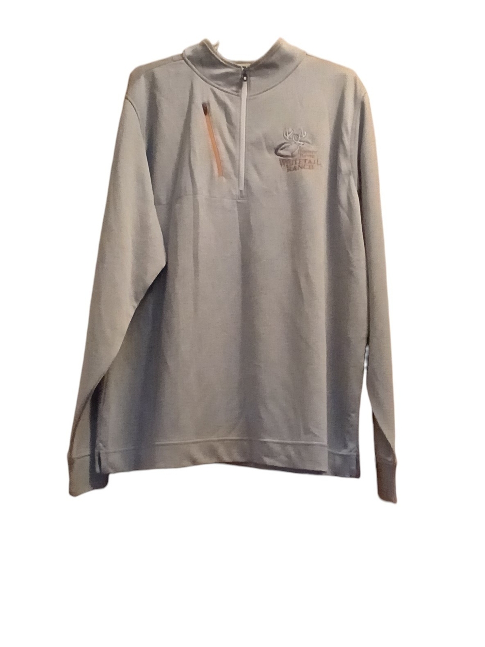 Light Gray Quarter-Zip Footjoy Pullover with Chest Embroidery.